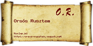 Orsós Rusztem névjegykártya